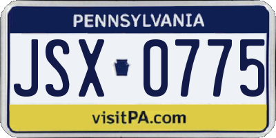 PA license plate JSX0775