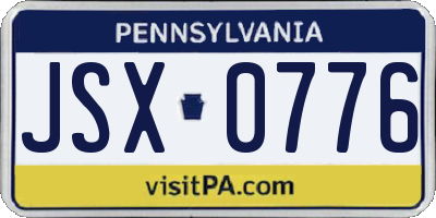 PA license plate JSX0776