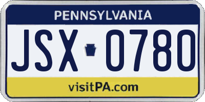 PA license plate JSX0780
