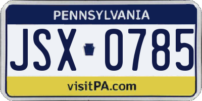 PA license plate JSX0785