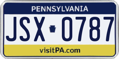 PA license plate JSX0787