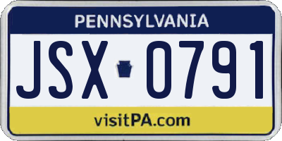 PA license plate JSX0791