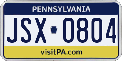 PA license plate JSX0804