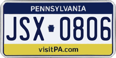 PA license plate JSX0806