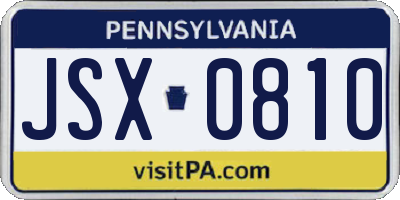 PA license plate JSX0810