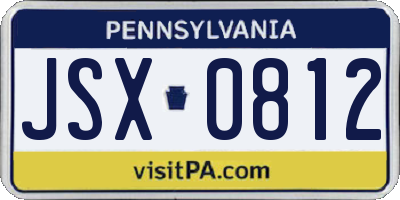 PA license plate JSX0812