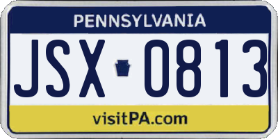 PA license plate JSX0813
