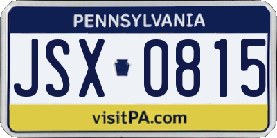 PA license plate JSX0815