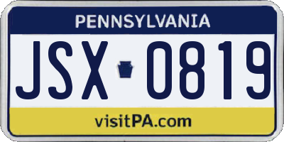 PA license plate JSX0819