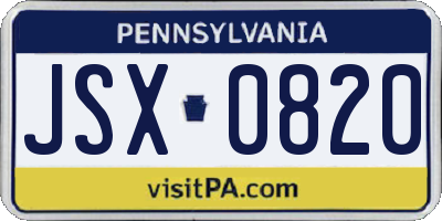 PA license plate JSX0820