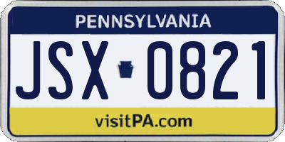 PA license plate JSX0821