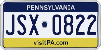 PA license plate JSX0822