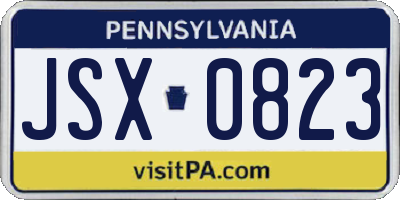 PA license plate JSX0823