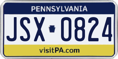 PA license plate JSX0824