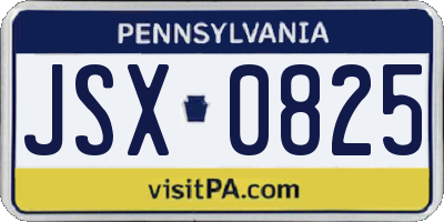 PA license plate JSX0825