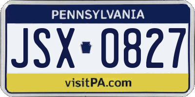 PA license plate JSX0827