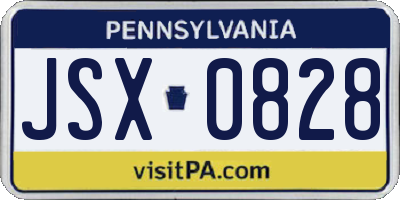 PA license plate JSX0828