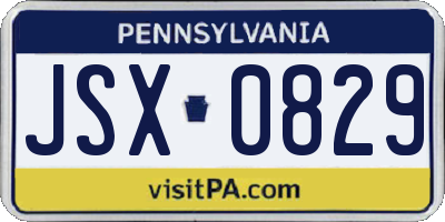 PA license plate JSX0829