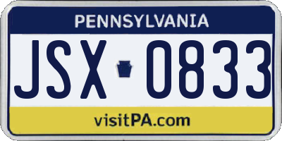 PA license plate JSX0833
