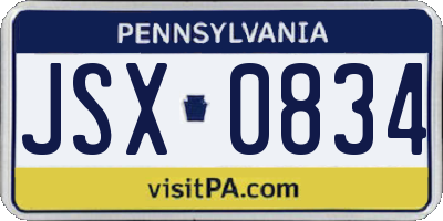PA license plate JSX0834