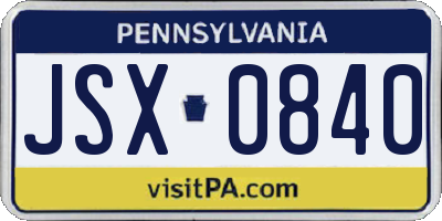 PA license plate JSX0840