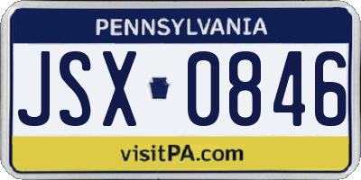 PA license plate JSX0846