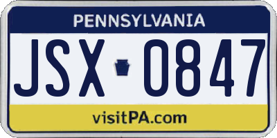 PA license plate JSX0847