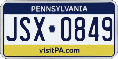 PA license plate JSX0849