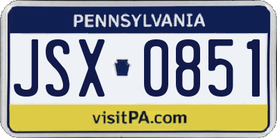 PA license plate JSX0851