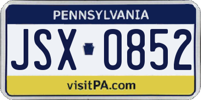 PA license plate JSX0852