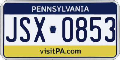 PA license plate JSX0853