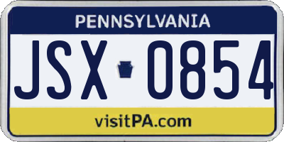 PA license plate JSX0854