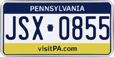 PA license plate JSX0855