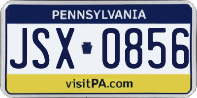 PA license plate JSX0856