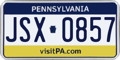 PA license plate JSX0857