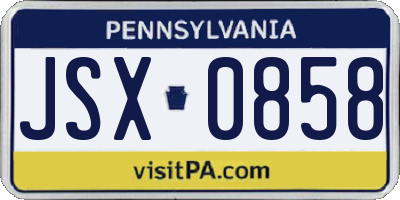 PA license plate JSX0858