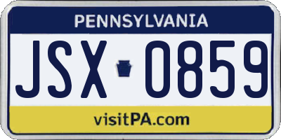 PA license plate JSX0859