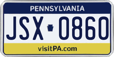 PA license plate JSX0860