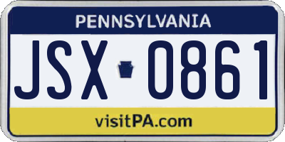 PA license plate JSX0861