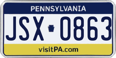 PA license plate JSX0863
