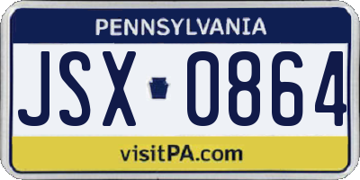 PA license plate JSX0864