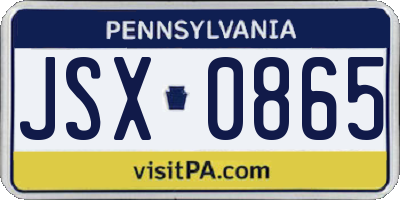 PA license plate JSX0865