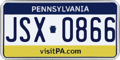 PA license plate JSX0866