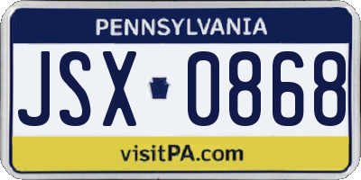 PA license plate JSX0868