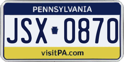 PA license plate JSX0870