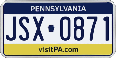 PA license plate JSX0871
