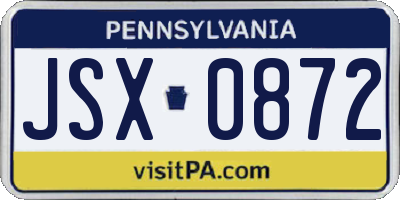 PA license plate JSX0872