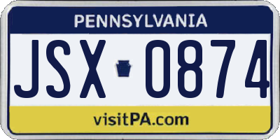 PA license plate JSX0874