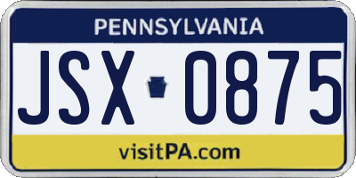 PA license plate JSX0875