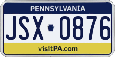 PA license plate JSX0876